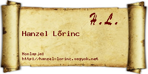 Hanzel Lőrinc névjegykártya