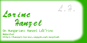 lorinc hanzel business card